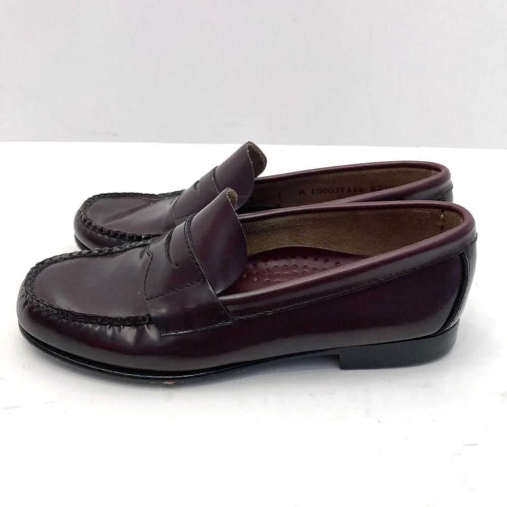 Brooks Brothers Unisex Youth Sz 1 Cordovan Burgundy Leather Penny Loafers